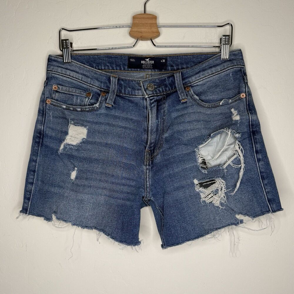 Hollister Women’s Size 30 Epic Flex Blue Denim Jean Cut Off Shorts Boho Casual